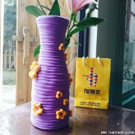 超轻粘土diy制作唯美简约的淡紫色花瓶