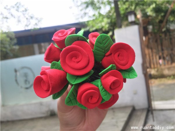 适合孩子们的陶艺DIY之粘土玫瑰花产品分享